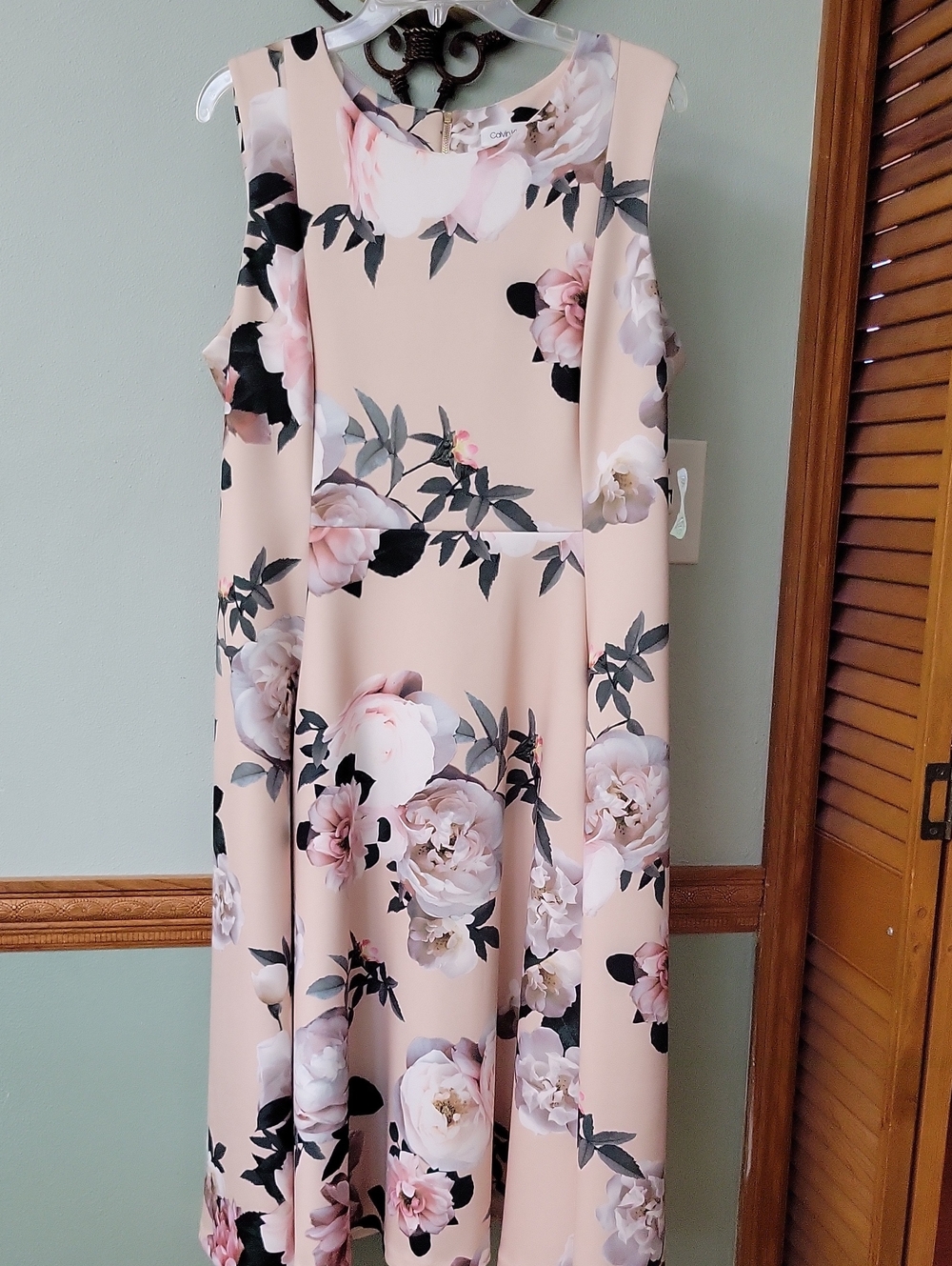 Calvin Klein Charming Floral Sleeveless Fit & Flare Dress - Blush Pink